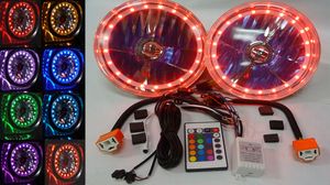 7 Inch, 12 Volt Headlight H-4 Halogens With Multi Color LED Halo, Includes Remote (No Turn Signal) Photo Main