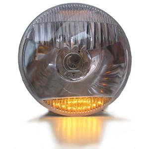 Headlight, Halogen Lamp With Amber LED Park Lights Or Turn Signal Or Marker Lights 12V 7" Photo Main