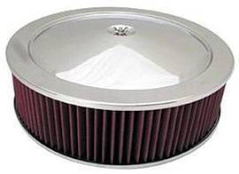 Air Cleaner, Chrome 14" X 4" Muscle Car Style -Washable Element and Hi-Lip Base Photo Main