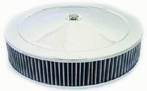 Air Cleaner, Chrome 14" X 3" Muscle Car Style  -Washable Element and Off-Set Base Photo Main