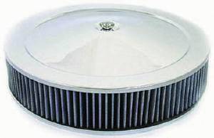Air Cleaner, Chrome 14" X 3" Muscle Car Style  -Washable Element and Hi-Lip Base Photo Main