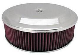 Air Cleaner, Chrome 14" X 4" Race Car Style  -Washable Element and Flat Base Photo Main