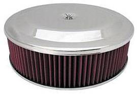 Air Cleaner, Chrome 14" X 4" Race Car Style  -Washable Element and Recessed Base Photo Main