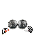  Parts -  7 Inch, 12 Volt Headlight H-4 Halogens With Multi-Color LED Halo Black Illusion (No Turn Signal)