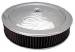  Parts -  Air Cleaner, Chrome 14" X 3"  With "Flames" -Washable Element and Off-Set Base