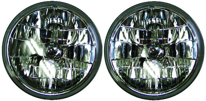 Pair KingBee Chrome 7" Street Rod Headlight Lamp Buckets Assembly Wired King Bee 