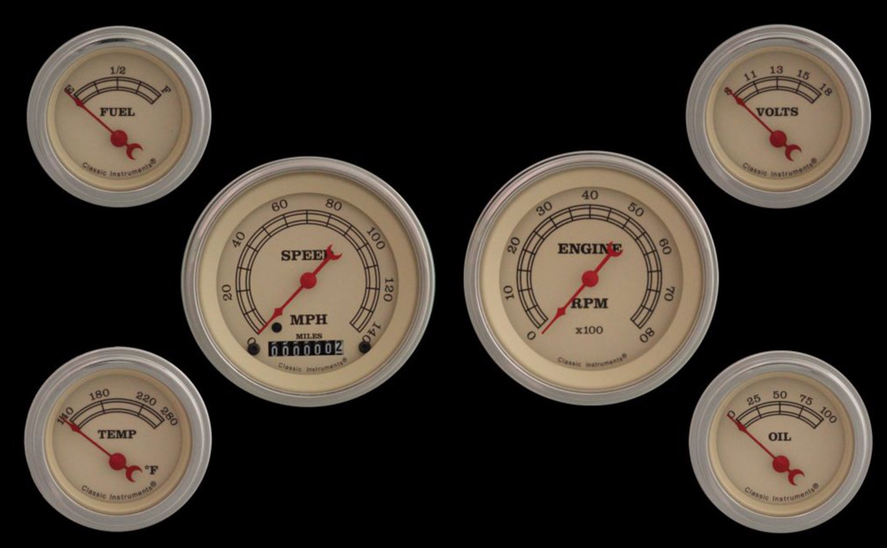 Street Rod Parts » Instrument Gauges (6 Gauge Set) Vintage Series 12v