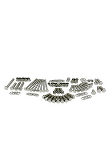 Engine Bolt Kit - Chevy Vortec 350 Small Block With Headers - Hex Bolts, Polished Stainless With Bowtie Photo Main