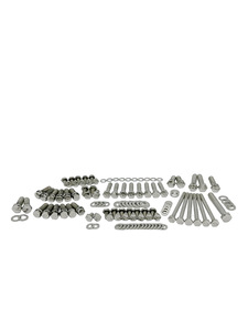 Engine Bolt Kit - Chevy Vortec 350 Small Block With Headers And Aluminum Valve Covers - Hex Bolts, Polished Stainless With Bowtie Photo Main