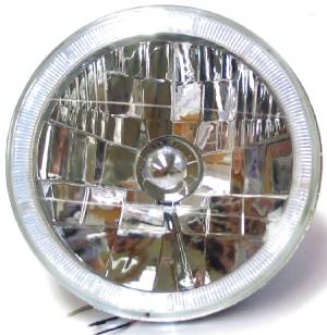 Headlight Assembly. White Led Halo, 7" H4 Insert Style (H4 Bulb Not Included) Photo Main