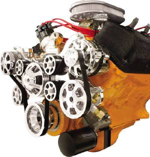Chrysler Billet Alum. Pulley Serpentine System. Tru Trac, Mopar W/ Ac and Ps, '66 and Up 426 Street Hemi,472, and 528 Hemi Crate and Big Block 383 and 440 B/Rb Photo Main