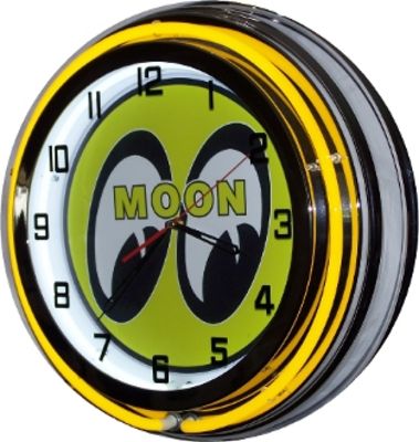 時計 GARAGE B MOONEYES@ NEON WALL CLOCK Detail: Street Rod Parts » Clock Yellow Neon Moon Eyes