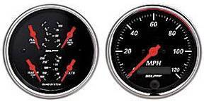 Instrument Gauges - Auto Meter Designer Black Series, 3-3/8" Quad Gauge And Speedo (Electric) Photo Main