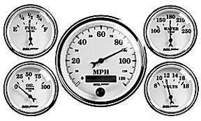 Instrument Gauges - Auto Meter Old Tyme White Ii Series, 3-3/8" 5 Gauge (Electric Speedo) Photo Main