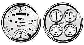 Instrument Gauges - Auto Meter Old Tyme White Ii Series, 5" Speedo Tach Combo and Quad Gauge Set Photo Main