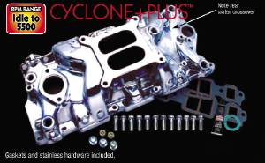 Intake Manifold -Polished Cyclone+Plus, Chevy Small Block (Non Egr) With Gaskets and Hardware Photo Main