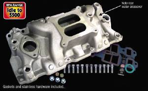 Intake Manifold -Satin Cyclone+Plus, Chevy Small Block (Non Egr) With Gaskets & Hardware Photo Main