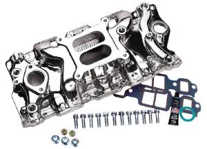 Chevrolet Intake Manifold - Chrome Cyclone+Plus, Chevy Small Block (Non Egr) With Gaskets & Hardware Photo Main