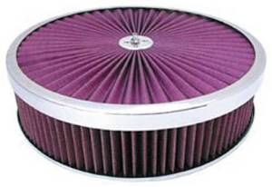 Air Cleaner, Chrome 14" X 3" Super Flow Filter -Washable Element and Dominator Base Photo Main