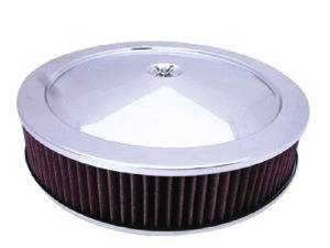 Air Cleaner, Stainless 14" X 3" Muscle Car Style - Washable Element and Flat Base Photo Main