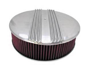 Air Cleaner, Polished Aluminum 14" X 4" Round  -Finned, Washable Element & Recessed Base Photo Main