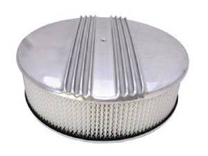 Air Cleaner, Polished Aluminum 14" X 4" Round -Finned, Paper Element and Hi-Lip Base Photo Main