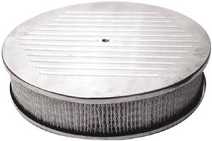  Air Cleaner, Polished Aluminum 14" X 3" Round -Ball Milled, Paper Element & Flat Base Photo Main