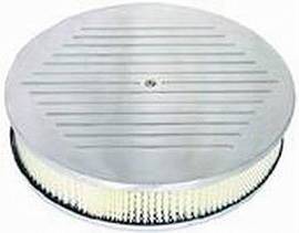 Air Cleaner, Polished Aluminum 14" X 3" Round  -Ball Milled, Paper Element & Hi-Lip Base Photo Main