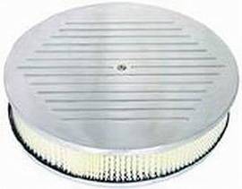 Air Cleaner, Polished Aluminum 14" X 3" Round -Ball Milled, Paper Element & Off-Set Base Photo Main