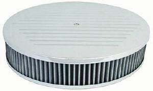 Air Cleaner, Polished Aluminum 14" X 3" Round -Ball Milled, Washable Element & Recessed Base Photo Main