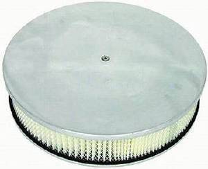 Air Cleaner, Polished Aluminum 14" X 3" Round -Plain, Paper Element and Off-Set Base Photo Main