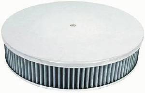Air Cleaner, Polished Aluminum 14" X 3" Round -Plain, Washable Element and Off-Set Base Photo Main