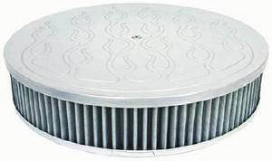 Air Cleaner, Polished Aluminum 14" X 3" Round  -Flame, Washable Element and Off-Set Base Photo Main