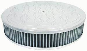 Air Cleaner, Polished Aluminum 14" X 3" Round -Flame, Washable Element and Recessed Base Photo Main