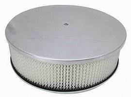 Air Cleaner, Polished Aluminum 14" X 4" Round  -Plain, Paper Element and Recessed Base Photo Main