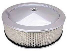 Air Cleaner, Stainless Steel 14" X 4" Muscle Car Style  -Paper Element and Flat Base Photo Main