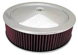 Air Cleaner, Stainless Steel 14" X 4" Muscle Car Style  -Washable Element & Flat Base Photo Main