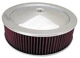 Air Cleaner, Stainless Steel 14" X 4" Muscle Car Style -Washable Element and Recessed Base Photo Main