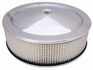 Air Cleaner, Stainless Steel 14" X 4" Muscle Car Style -Paper Element and Off-Set Base Photo Main