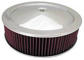Air Cleaner, Stainless Steel 14" X 4" Muscle Car Style -Washable Element and Off-Set Base Photo Main