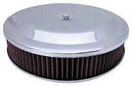 Air Cleaner, Chrome 14" X 3" Race Car Style  -Washable Element and Flat Base Photo Main
