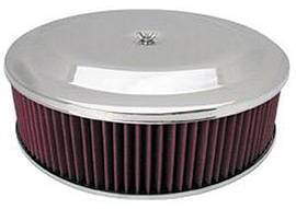 Air Cleaner, Chrome 14" X 4" Race Car Style  -Washable Element and Hi-Lip Base Photo Main