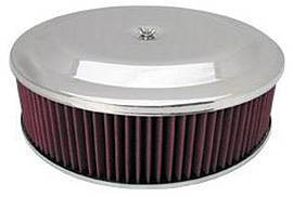 Air Cleaner, Chrome 14" X 4" Race Car Style -Washable Element and Off-Set Base Photo Main