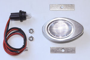 Interior Light, Universal With Satin Finish Billet Bezel. Clear Lens Photo Main