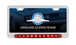  Parts -  License Plate Frame - Chrome With Split Turn Function 10 Red LED Lights and Red Lens