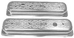 Chevrolet Parts -  Chevrolet Valve Cover Chrome Alum Small Block Chevy Center Bolt Short - Flame With Hole and Baffled (Grommets and Bolts)