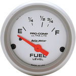  Parts -  Instrument Gauges - Auto Meter Ultra Lite Series 2-1/16" Fuel Level Gauge. Electric 16-158 Ohm., Short Sweep