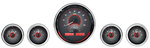 Chevrolet Parts -  Dakota Digital - VHX Universal 5 Round Gauge System With Chrome Bezel Carbon Fiber Style Face - Red Backlight